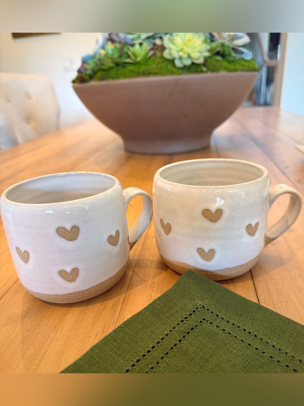Farmhouse Pottery Vermont Confetti Heart Mug Pair Artisan Stoneware